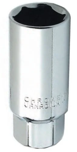 Wilmar W38168 Chrome Spark Plug Socket, 3/8" Drive, 18mm, 6 Point, Deep, With 22mm Hex Bolster