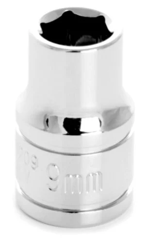 Wilmar W38209 Chrome Socket, 3/8" Drive, 9mm, 6 Point, Shallow