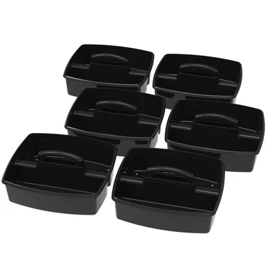 Storex 00973E06C Large Caddy, 13 X 11 X 6.38, Black, 6/pack