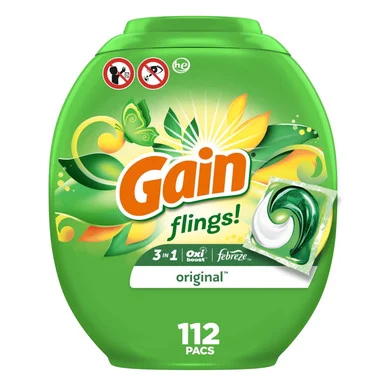 Procter & Gamble 02446 Flings Detergent Pods, Original, 112 Pods, 80 Oz Tub