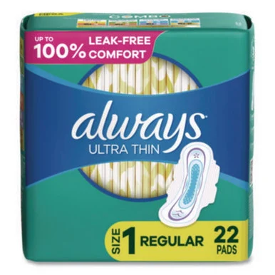 Procter & Gamble 03339 Ultra Thin Pads With Wings, Size 1, Regular Absorbency, 22 Pads/pack, 12 Packs/carton