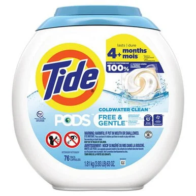 Procter & Gamble 09488EA Pods Laundry Detergent, Free And Gentle, 63 Oz Tub, 76 Pacs/tub