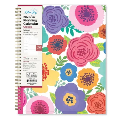 Blue Sky 100149 Mahalo Academic Year Create-your-own Cover Weekly/monthly Planner, Floral Artwork, 11 X 8.5, 12-month (july-june): 2025-2026