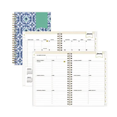 Blue Sky 101410 Day Designer Tile Weekly/monthly Planner, Geometric Artwork, 8 X 5, Blue/white Cover, 12-month (jan To Dec): 2026