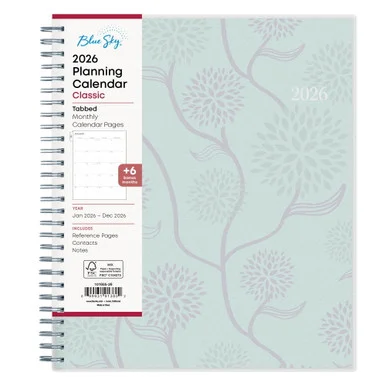 Blue Sky 101605 Rue Du Flore Monthly Planner, Floral Artwork, 10 X 8, Jade/lavender Cover, 12-month (jan To Dec): 2026