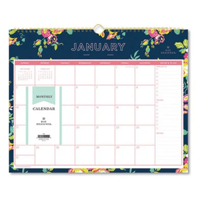 Blue Sky 103627 Day Designer Peyton Wall Calendar, Floral Artwork, 15 X 12, White/navy Sheets, 12-month (jan To Dec): 2026