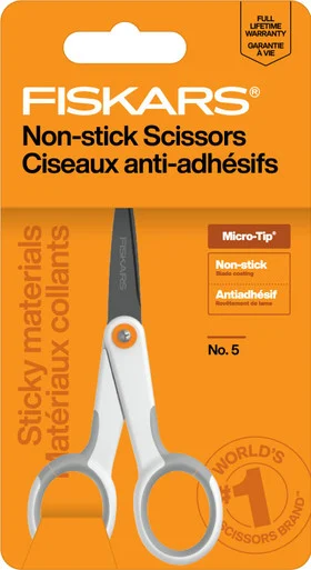 Fiskars 1069763 Softgrip Nonstick Scissors, 5" Long, Straight White/gray Handle