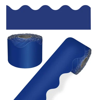 Carson-Dellosa 108469 Rolled Scalloped Border, 2.25" X 65 Ft, Navy
