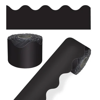 Carson-Dellosa 108472 Rolled Scalloped Border, 2.25" X 65 Ft, Black