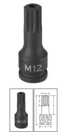 Grey Pneumatic Corp. 1114ST 3/8" Drive X M14 Tamper Proof Triple Square Driver