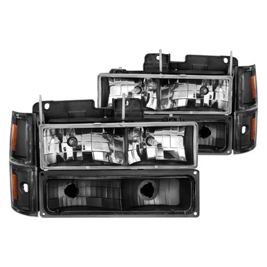 Anzo USA 111505 Crystal Headlights Black Housing for Chevy C1500 1988-1998
