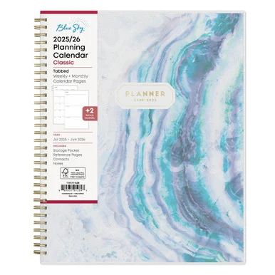 Blue Sky 118177 Gemma Academic Year Weekly/monthly Planner, Geode Artwork, 11 X 8.5, Blue/purple Cover, 12-month (july To June): 2025 To 2026