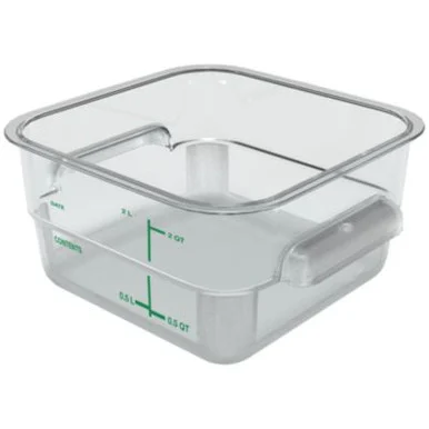 San Jamar 1195007 Squares Polycarbonate Food Storage Container, 2 Qt, 7.13 X 7.13 X 3.8, Clear, Plastic