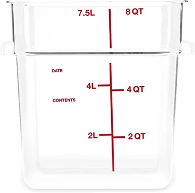 San Jamar 1195307 Squares Polycarbonate Food Storage Container, 8 Qt, 8.75 X 8.75 X 9, Clear, Plastic