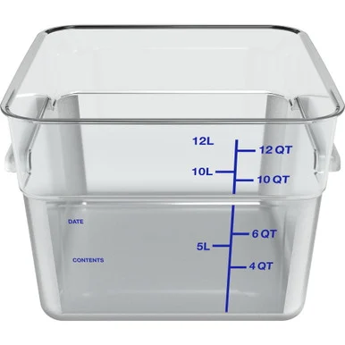 San Jamar 1195407 Squares Polycarbonate Food Storage Container, 12 Qt, 11.13 X 11.13 X 8.25, Clear, Plastic