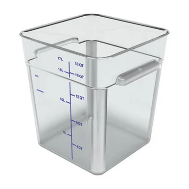 San Jamar 1195507 Squares Polycarbonate Food Storage Container, 18 Qt, 11 13 X 11.13 X 12.58, Clear, Plastic