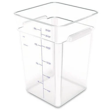 San Jamar 1195607 Squares Polycarbonate Food Storage Container, 22 Qt, 11 13 X 11.13 X 15.72, Clear, Plastic