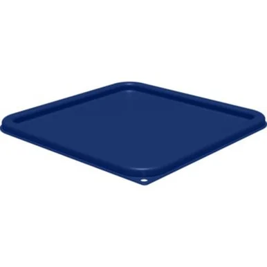 San Jamar 1197260 Squares Food Storage Container Lid, 11.38 X 11.38 X 0.63, Blue, Plastic
