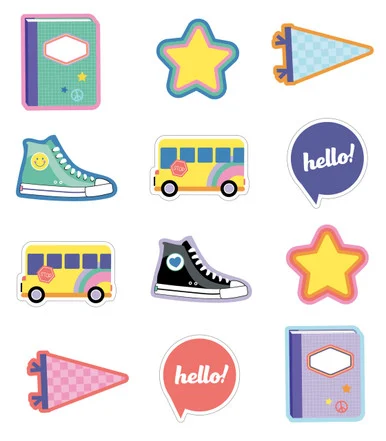 Carson-Dellosa 120652 Assorted Colorful Cut-outs, We Stick Together Hello School, 36 Pieces