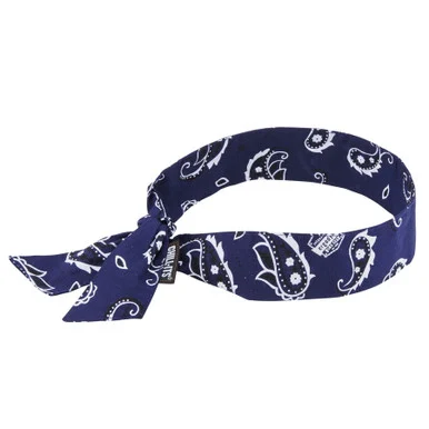 Ergodyne 12306 Chill-its 6700 Cooling Bandana Polymer Tie Headband, One Size Fits Most, Navy Western