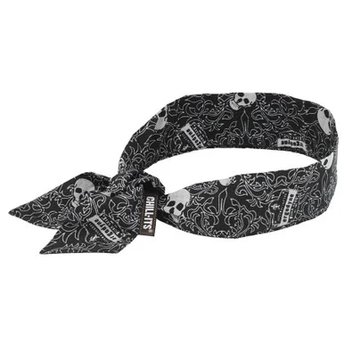Ergodyne 12329 Chill-its 6700 Cooling Bandana Polymer Tie Headband, One Size Fits Most, Skulls