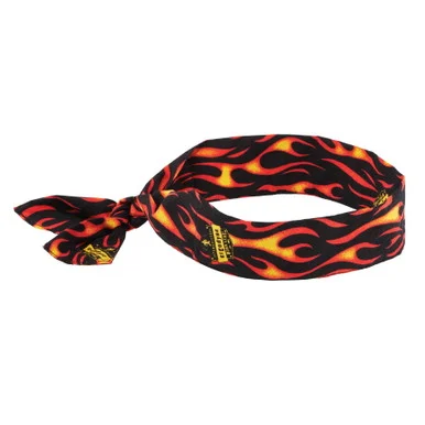 Ergodyne 12341 Chill-its 6700 Cooling Bandana Polymer Tie Headband, One Size Fits Most, Flames