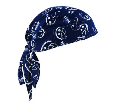 Ergodyne 12480 Chill-its 6615 High-performance Bandana Doo Rag With Terry Cloth Sweatband, One Size Fits Most, Navy Western