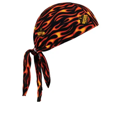 Ergodyne 12485 Chill-its 6615 High-performance Bandana Doo Rag With Terry Cloth Sweatband, One Size Fits Most, Flames