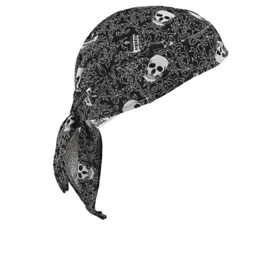 Ergodyne 12519 Chill-its 6615 High-performance Bandana Doo Rag With Terry Cloth Sweatband, One Size Fits Most, Skulls
