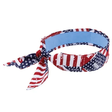 Ergodyne 12561 Chill-its 6700ct Cooling Bandana Pva Tie Headband, One Size Fits Most, Stars And Stripes