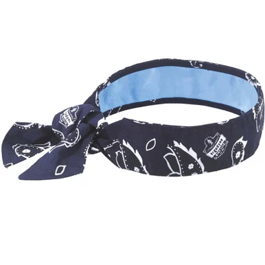 Ergodyne 12564 Chill-its 6700ct Cooling Bandana Pva Tie Headband, One Size Fits Most, Navy Western