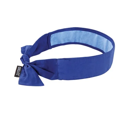 Ergodyne 12567 Chill-its 6700ct Cooling Bandana Pva Tie Headband, One Size Fits Most, Solid Blue