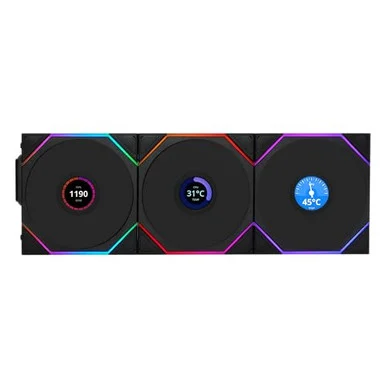 Lian Li 12TLLCD1W3B Wireless 120mm ARGB Case Fans LCD Triple Pack Black