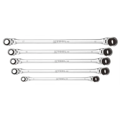 K Tool International 130252000384 Wrench Set 5 Piece Metric Ratcheting Double Flex 120 Tooth