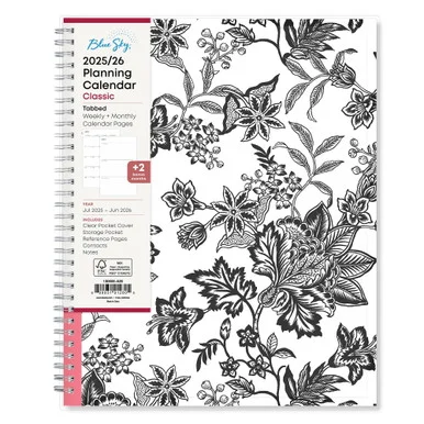 Blue Sky 130606 Analeis Create-your-own Cover Weekly/monthly Planner, Floral, 11 X 8.5, White/black/coral, 12-month (july To June): 2025-2026 130606_40_2