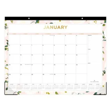 Blue Sky 138198 Day Designer Coming Up Roses Monthly Desk Pad Calendar, Floral Artwork, 22 X 17, Cream/blush Sheets, 12-month (jan-dec): 2026