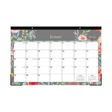 Blue Sky 140089 Sophie Desk Pad, Floral Artwork, 17 X 11, Multicolor Sheets, Black Binding, Clear Corners, 12-month (jan To Dec): 2026