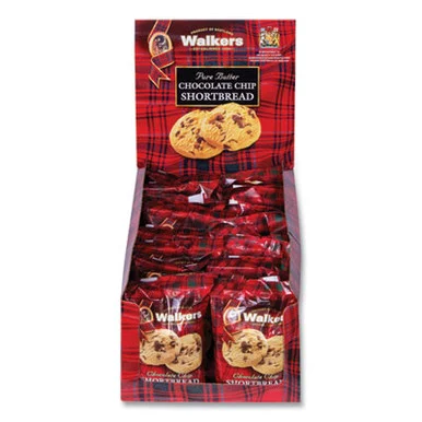 Office Snax 1537D Shortbread Cookies, Chocolate Chip, 1.4 Oz Pack, 2/pack, 20 Packs/box