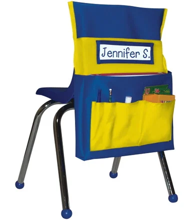 Carson-Dellosa 158036 Chairback Buddy For Student Chairs With A Back Width Up To 15", Medium, 15 X 1.5 X 19, Fabric, Blue/yellow