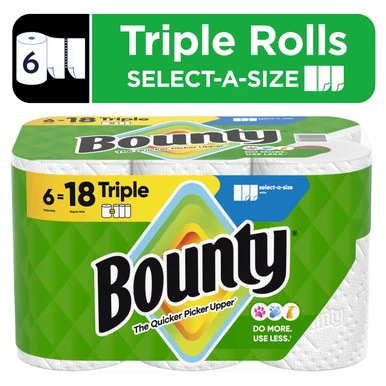 Procter & Gamble 16020 Select-a-size Kitchen Roll Paper Towels, 2-ply, 5.9 X 11, White, 123 Sheets/triple Roll, 6 Rolls/carton