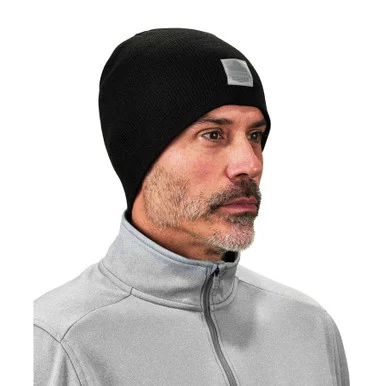Ergodyne 16812 N-ferno 6812 Rib Knit Beanie, One Size Fits Most, Black