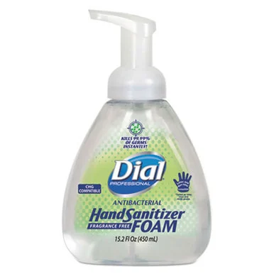 Dial Professional 1700006040 Antibacterial Foam Hand Sanitizer, 15.2 Oz Pump Bottle, 4/carton