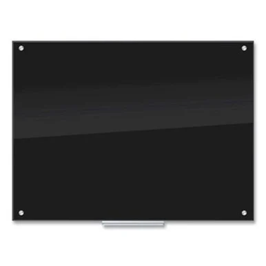 U Brands 171U0001 Glass Dry Erase Board, 48 X 36, Black Surface