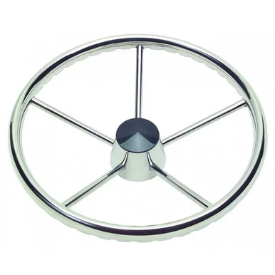 Schmitt Ongaro Marine Products 1731321FGK-R Schmitt Marine 170 Finger Grip Destroyer 5-spoke 13.5" Stainless Steel Cap 3/4" Tapered Shaft W/knob 1731321FGKR_92