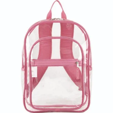 Eastsport 190991EDPLM Clear With Color Trim Backpack, 11.5" X 5" X 16.5", Clear/pink