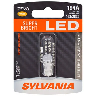Sylvania 194ALED.BP 194 T10 W5W ZEVO LED Amber Bulb Single 194ALED.BP