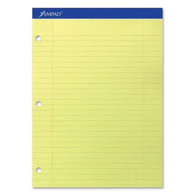 Ampad Double Sheet Legal-ruled Writing Pad - 100 Sheet - 15 Lb - 8.50" X 11.75" - 100 / Pad - Canary Paper (20243)
