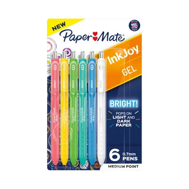Sanford 2173765 Inkjoy Gel Bright Retractable Pen, Medium 0.7 Mm, Assorted Ink/barrel Colors, 6/pack