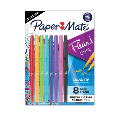 Sanford 2181604 Flair Dual Porous Point Pen, Stick, Medium 0.7 Mm Bullet, Pressure-sensitive Brush, Assorted Ink And Barrel Colors, 8/pack