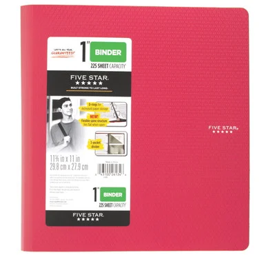 Mead 261340 1" Plastic Binder, 3 Rings, 1" Capacity, 11 X 8.5, Randomly Assorted Color